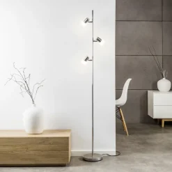 LED-gulvlampe Lea, høyde 157,5 cm, krom, 3 lys, metall