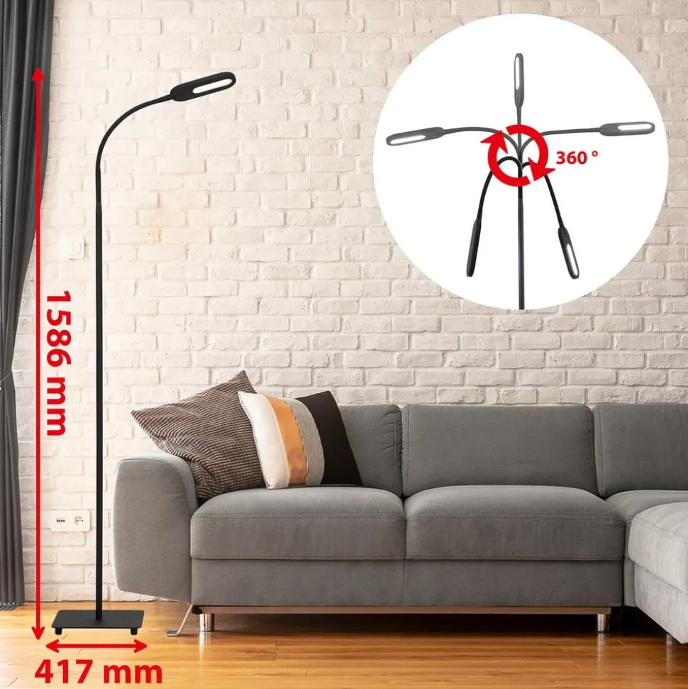 LED-gulvlampe Office Step, dimbar, svart