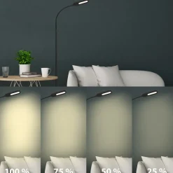 LED-gulvlampe Office Step, dimbar, svart