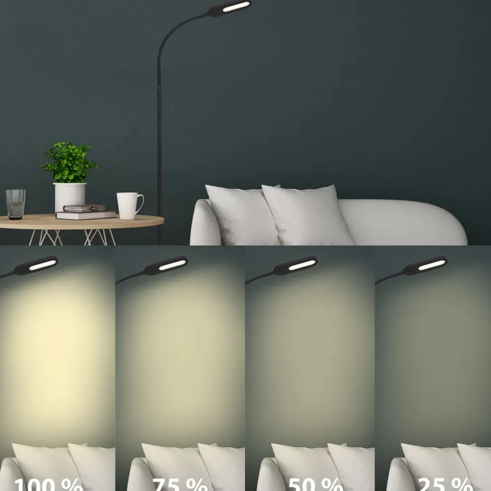 LED-gulvlampe Office Step, dimbar, svart