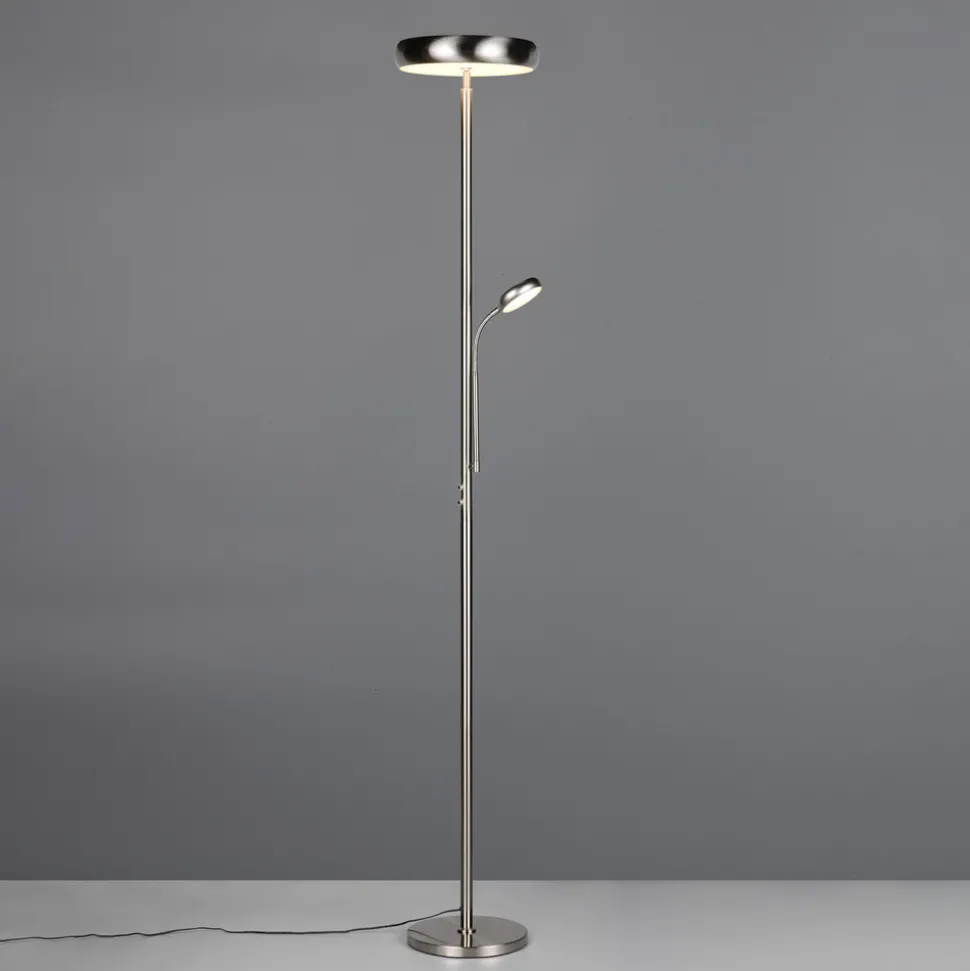 LED-gulvlampe Palermo, matt nikkel, fjernkontroll, minne