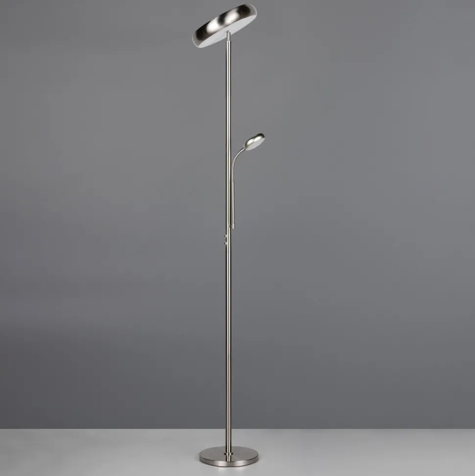 LED-gulvlampe Palermo, matt nikkel, fjernkontroll, minne