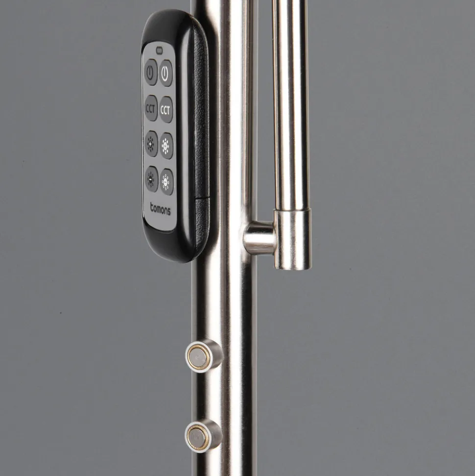 LED-gulvlampe Palermo, matt nikkel, fjernkontroll, minne