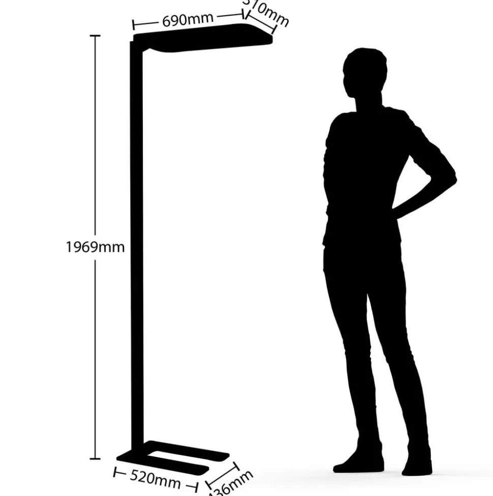 LED-gulvlampe til kontor Nelus Neo, dimmer/sensor