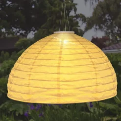 LED-hengelampe 33982, hvit, lin, plast