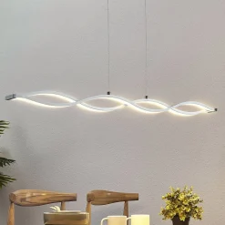 LED-hengelampe i bjelkeform Roan, bølgeformet