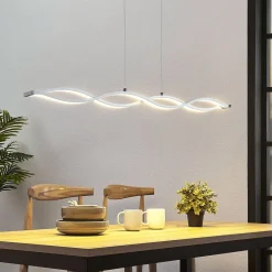 LED-hengelampe i bjelkeform Roan, bølgeformet