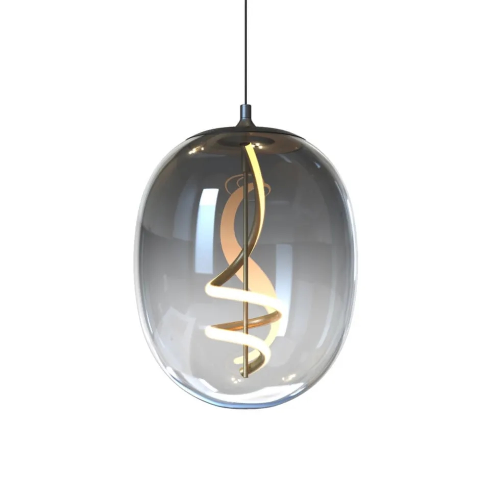 LED-hengelampe Lilly, glass, røykgrå, Ø 28 cm, 4000 K