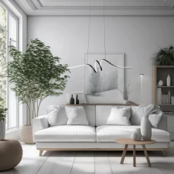 LED-hengelampe Loop, metall, svart-krom, 4.000 K