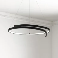 LED-hengelampe Lorenzo, metall, svart, 4.000 K