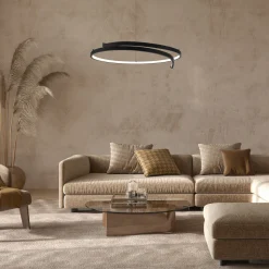 LED-hengelampe Lorenzo, metall, svart, 4.000 K