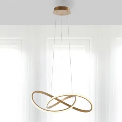 LED-hengelampe Maria, dimbar i 3 trinn, messing