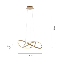LED-hengelampe Maria, dimbar i 3 trinn, messing