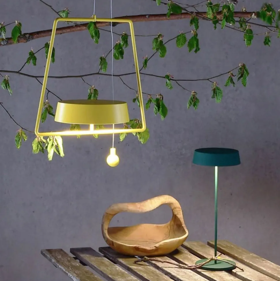 LED-hengelampe Miram med batteri, dimbar, gul