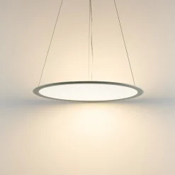 LED-hengelampe PANEL, grå, Ø 63 cm, metall, CCT, dimbar, 50 W