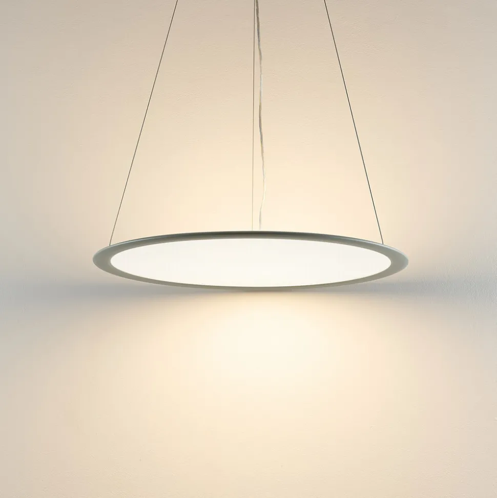 LED-hengelampe PANEL, grå, Ø 63 cm, metall, CCT, dimbar, 50 W