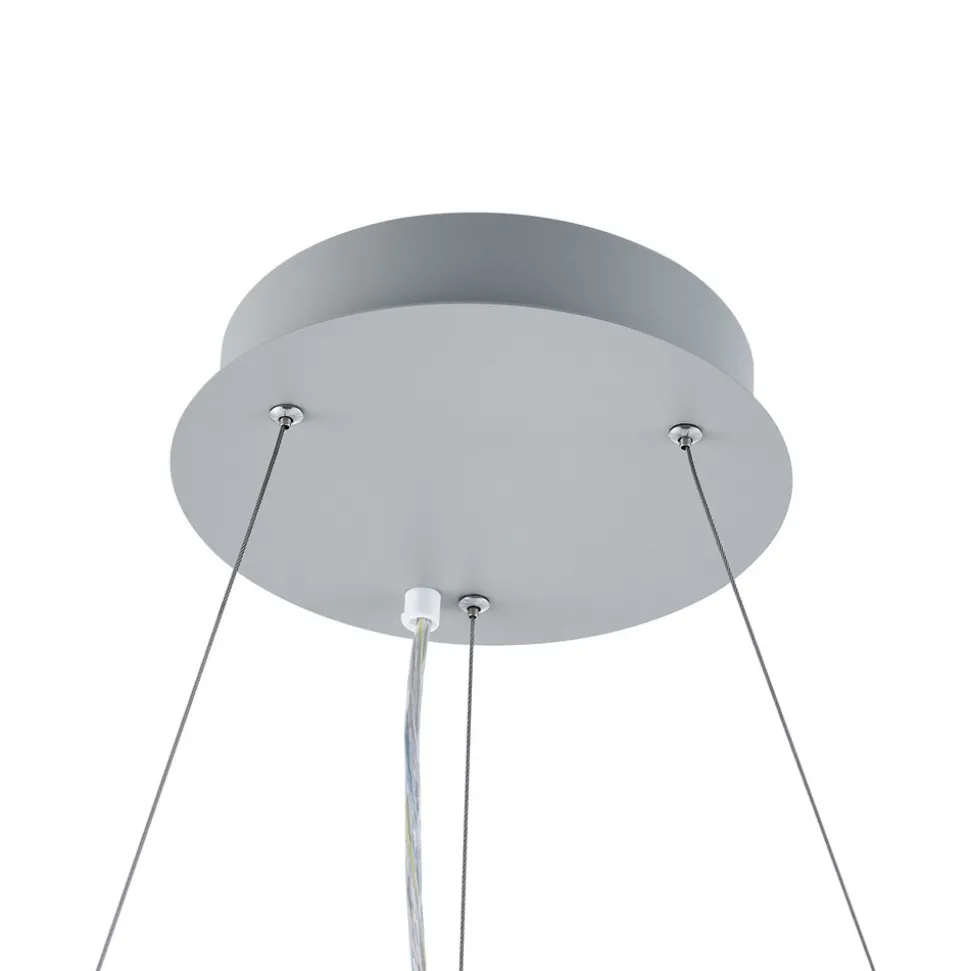 LED-hengelampe PANEL, grå, Ø 63 cm, metall, CCT, dimbar, 50 W