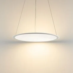 LED-hengelampe PANEL, hvit, Ø 63 cm, metall, CCT, dimbar, 50 W