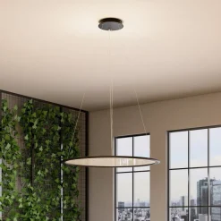 LED-hengelampe PANEL, svart, Ø 63 cm, metall, CCT dim 50 W