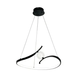 LED-hengelampe Perla, metall, akryl, svart, 4.000 K