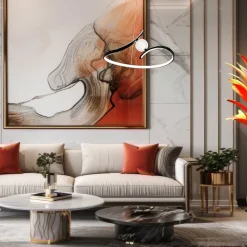 LED-hengelampe Perla, metall, akryl, svart, 4.000 K