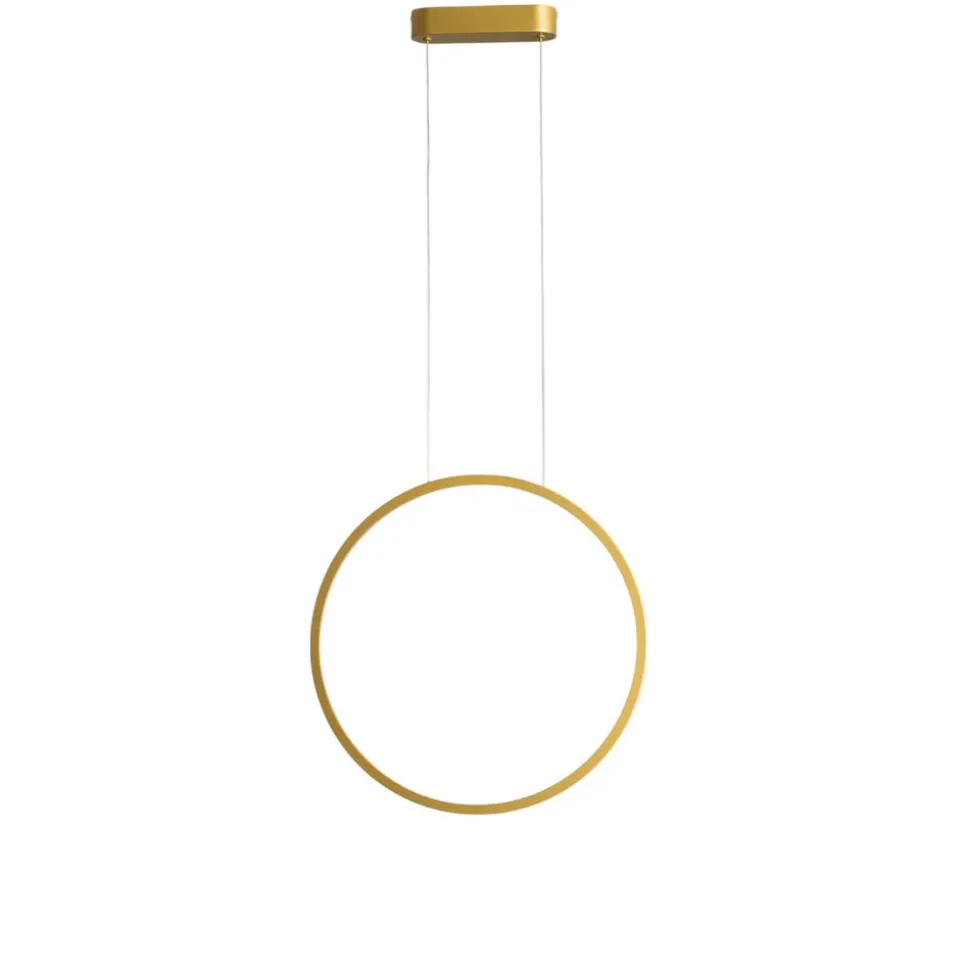 LED-hengelampe Saturno vertikal, gull, Ø 50 cm, metall