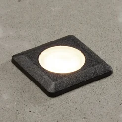 LED-innbyggingslampe ALDO kantet svart/klar 3000 K