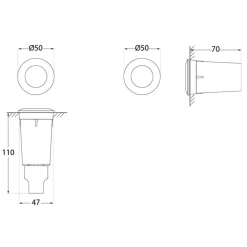 LED-innfellingslampe Aldo rund svart/klar 3 000 K
