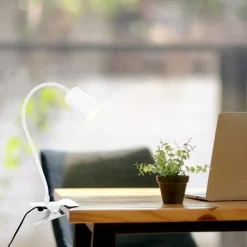 LED-klemmelampe Fleks, hvit, fleksibel, metall