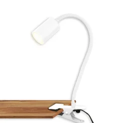 LED-klemmelampe Fleks, hvit, fleksibel, metall