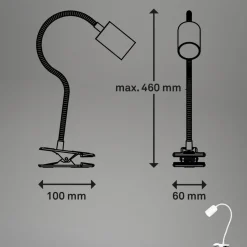 LED-klemmelampe Fleks, hvit, fleksibel, metall