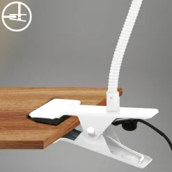 LED-klemmelampe Fleks, hvit, fleksibel, metall