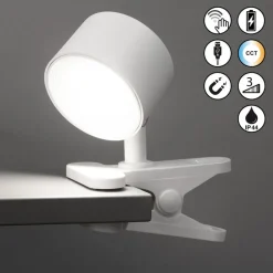 LED-klemmelampe Magnetics, hvit, dimbar, CCT