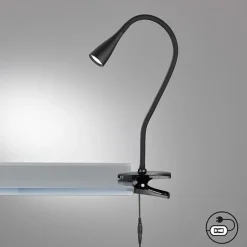 LED-klemmelampe Nox, svart