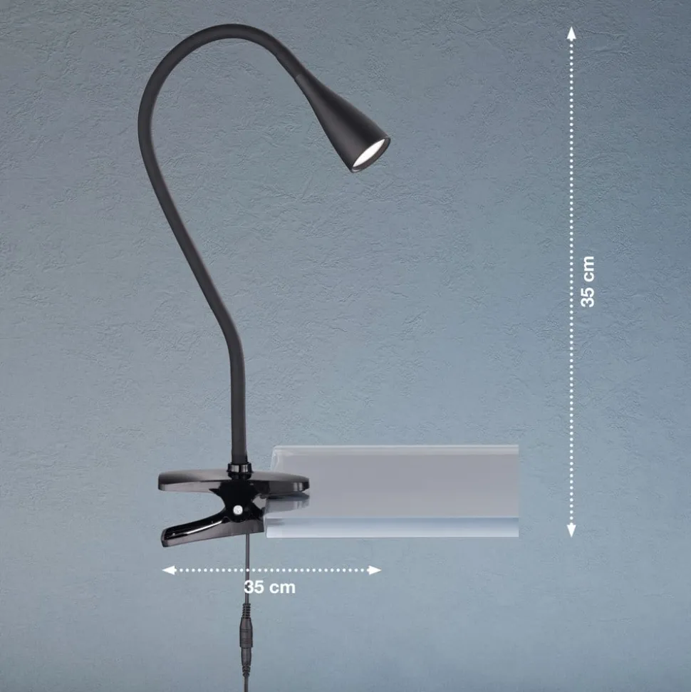 LED-klemmelampe Nox, svart