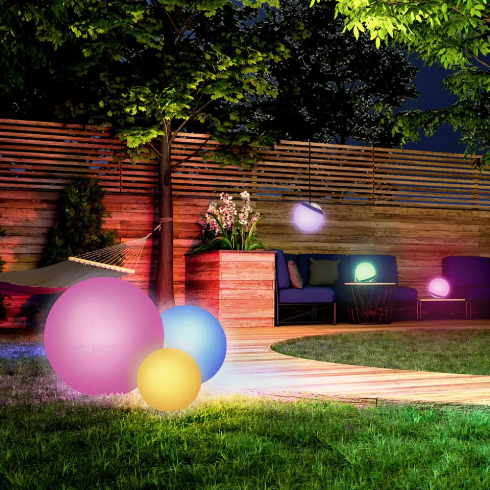 LED-kule farget Pendula Solar IP44, hvit, CCT, RGB