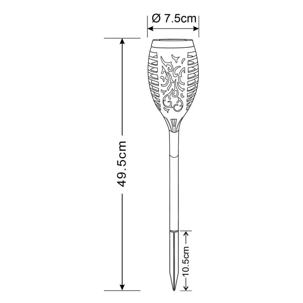LED-lampe med jordspyd 33536-3, fakkel, svart, sett med 3 stk
