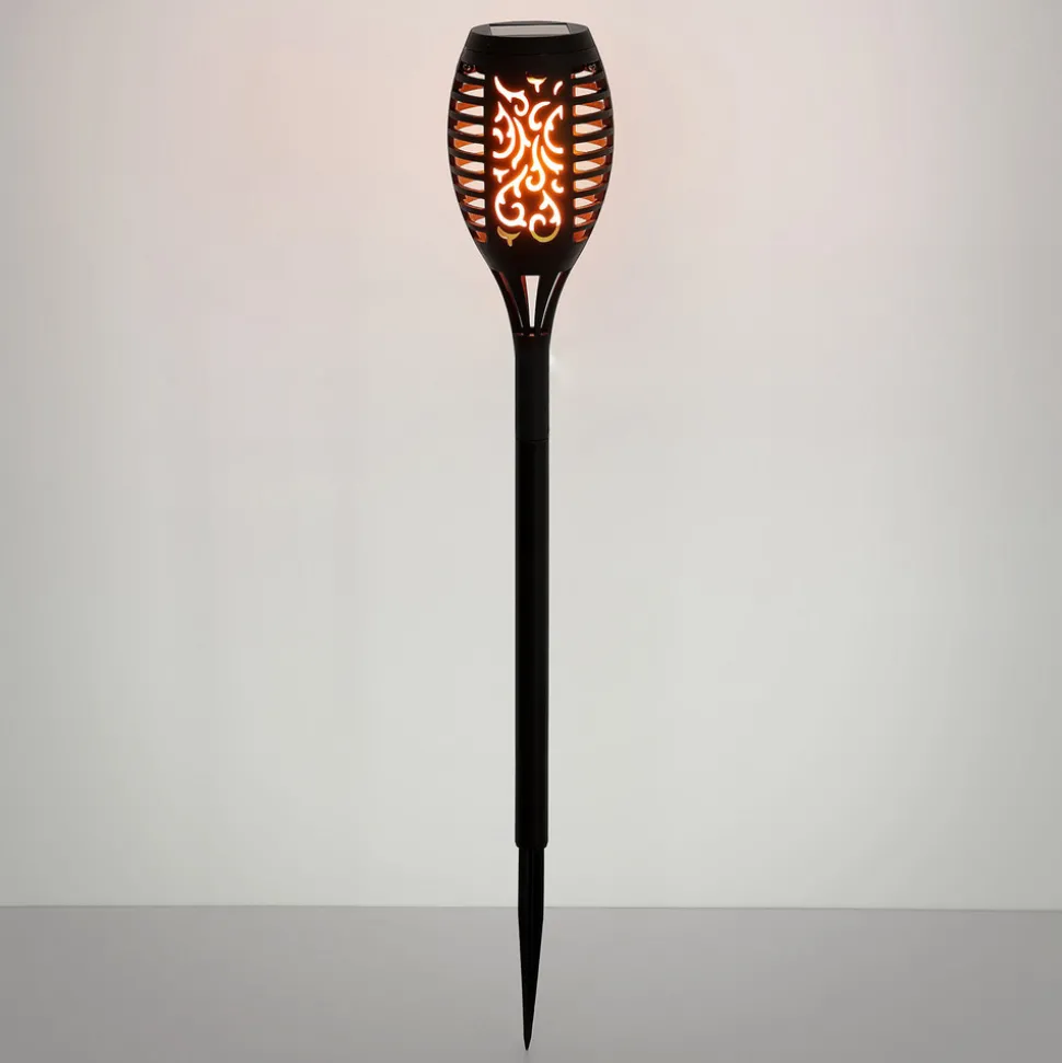 LED-lampe med jordspyd 33536-3, fakkel, svart, sett med 3 stk