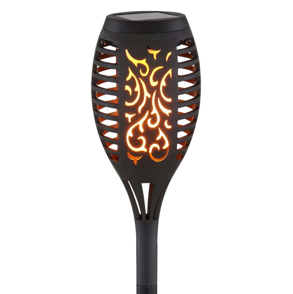 LED-lampe med jordspyd 33536-3, fakkel, svart, sett med 3 stk