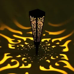 LED-lampe med jordspyd 33578-3, svart, plast, 3 stk