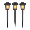 LED-lampe med jordspyd 33577-3, svart, plast, 3 stk