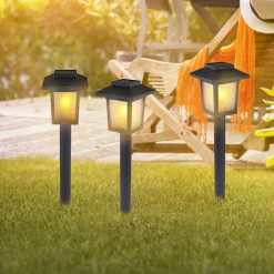 LED-lampe med jordspyd 33577-3, svart, plast, 3 stk