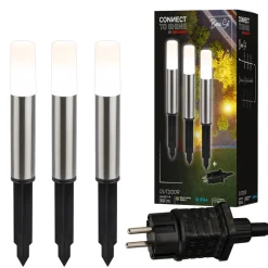 LED-lampe med jordspyd 3925032 12V 3x startpakke stål Ø 4 cm