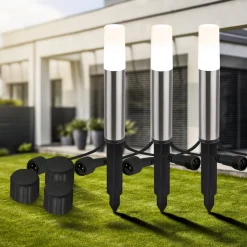 LED-lampe med jordspyd 3926032 12V 3x utvidelse stål Ø 4cm