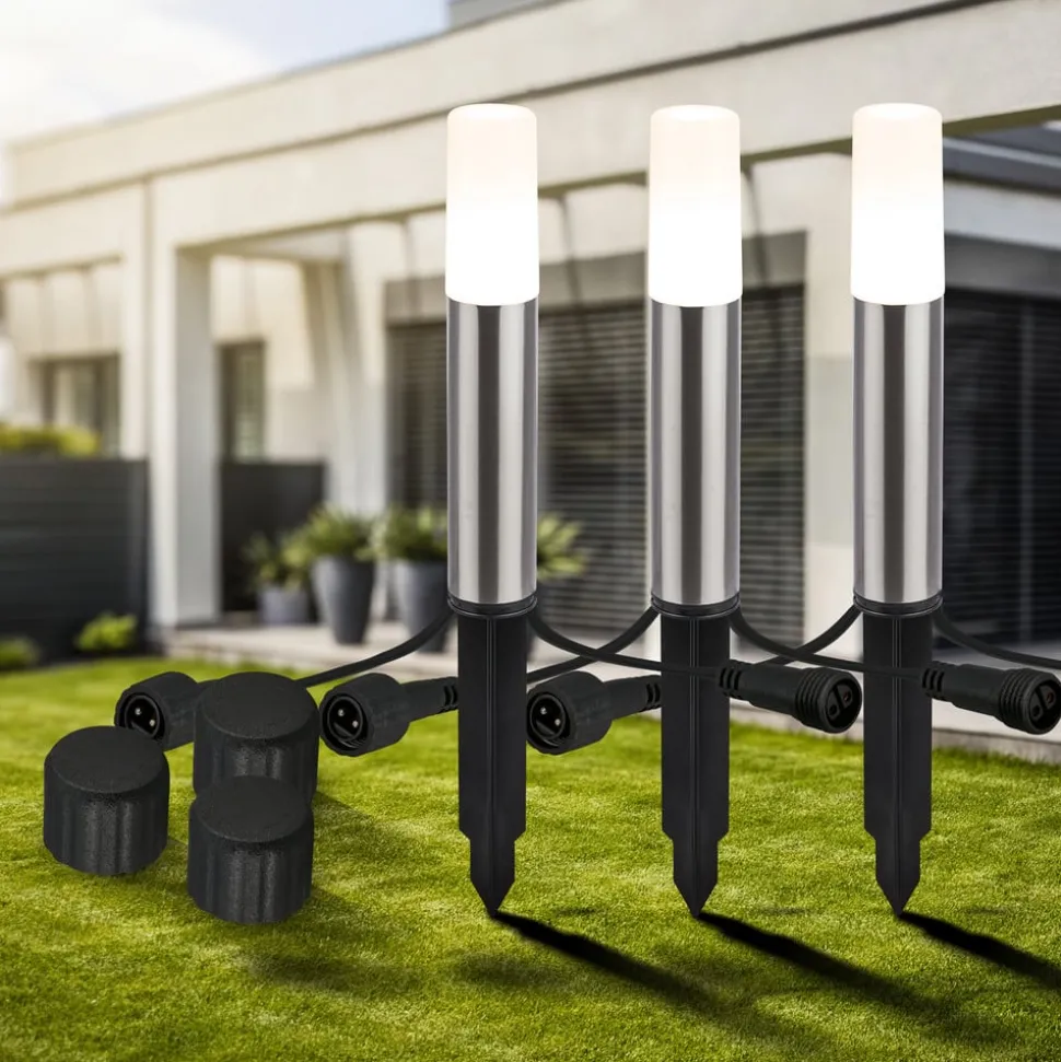 LED-lampe med jordspyd 3926032 12V 3x utvidelse stål Ø 4cm