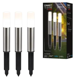 LED-lampe med jordspyd 3926032 12V 3x utvidelse stål Ø 4cm