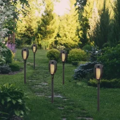 LED-lampe med jordspyd FANILO, svart, 45 cm, sett med 5 stk. IP44