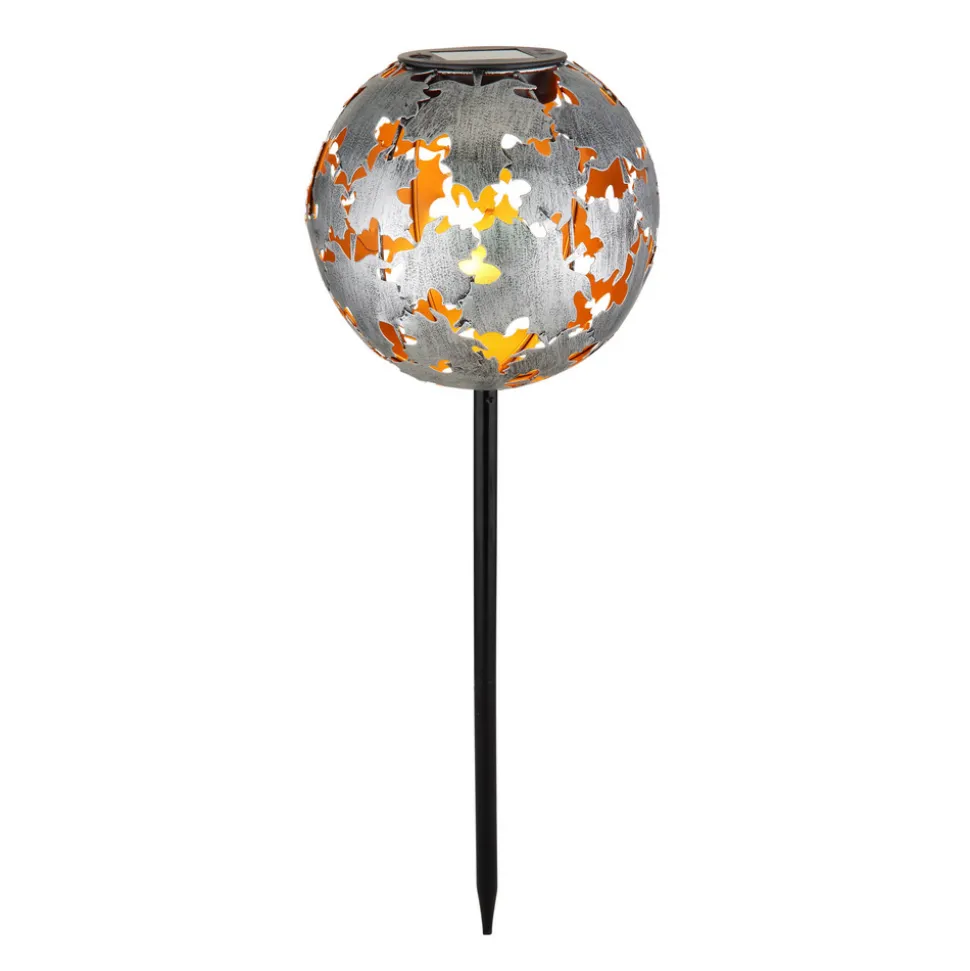 LED-lampe med jordspyd 36748S, globus, sølv, metall