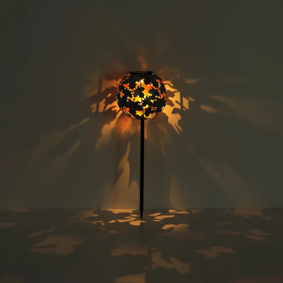 LED-lampe med jordspyd 36748S, globus, sølv, metall