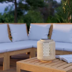 LED-lykt Marliano, lys tre, tre